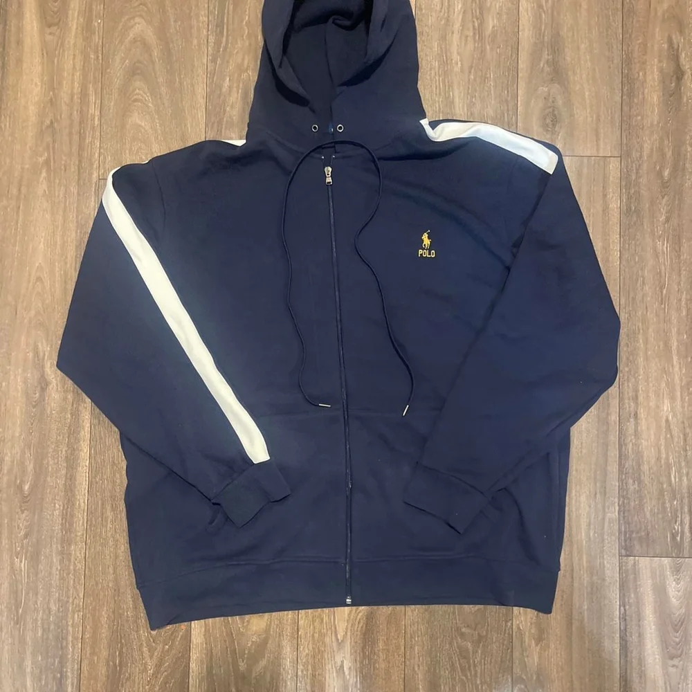 Ralph Lauren Mens Double Knit Full Zip Hoodie Jacket Navy w/ Pony(worn Once XL) - Picture 2 of 5